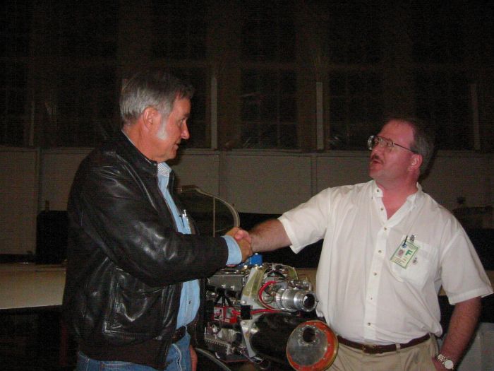 Burt Rutan and [url=http://www.xcor.com]XCOR[/url] CEO Jeff Greason (just shaking hands, not making deals)