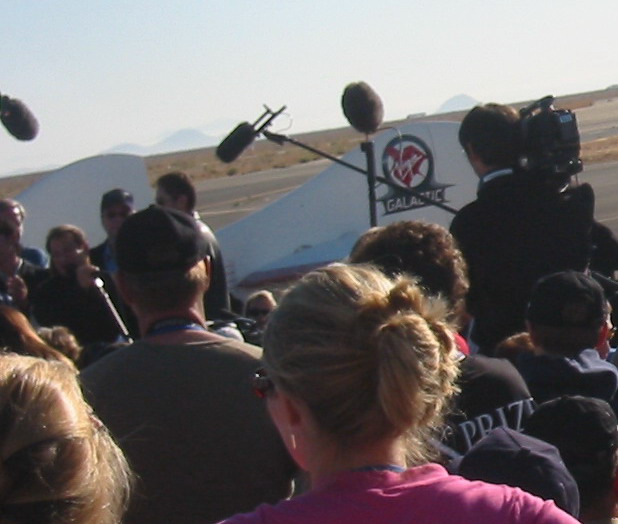 VIP area -- off to the left you can see Burt Rutan, Peter Diamandis, Paul Allen, and others in front of SpaceShipOne