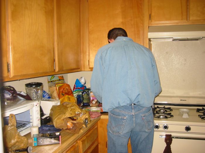 Mike preparing snacks for the party