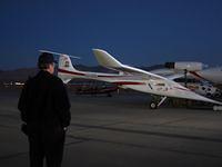 Paul Allen stands on and watches White Knight / SpaceShipOne getting ready