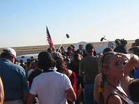 VIP area -- in the center you can see Sir Richard Branson, Peter Diamandis, Brian Binnie, and others in front of SpaceShipOne